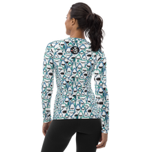 Load image into Gallery viewer, Happiest Sharks Women's Rash Guard - Warehouse
