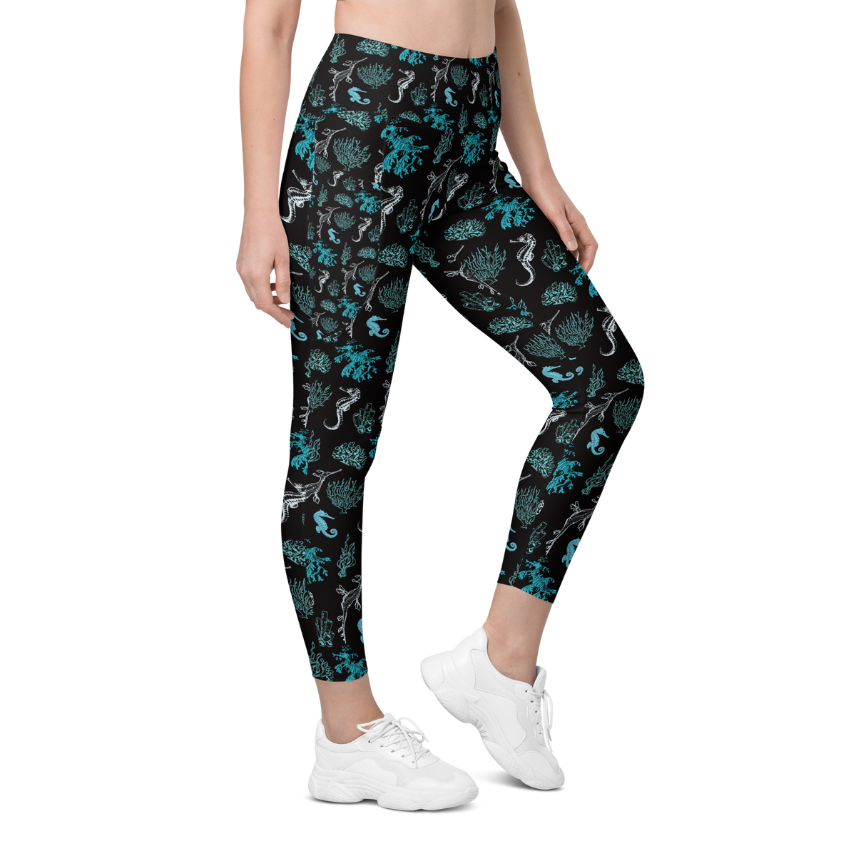 Seahorse Navy Print Pattern Women Leggings