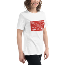 Load image into Gallery viewer, Woman wearing scuba dive flag t-shirt in relaxed fit, plus-size friendly scuba apparel by Scuba Sisters