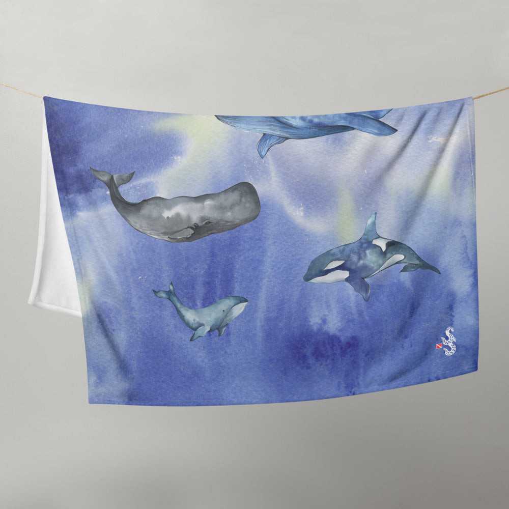 Whale Dreams Throw Blanket Scuba Sisters
