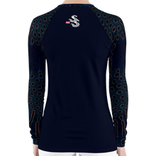 Load image into Gallery viewer, Moonrise Puffer Women's Rash Guard - Scuba Sisters Diving Apparel