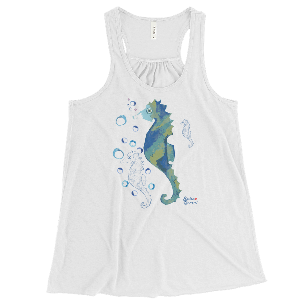 Bubbly Seahorse Tank - Flowy Racerback - Scuba Sisters Diving Apparel