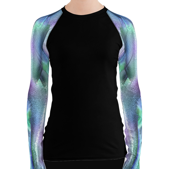 Shimmering Mermaid Tail Women's Rash Guard (Warehouse)