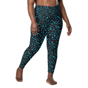 Front view of plus size Beautiful Bioluminescence Pocket Leggings, UPF 50+ protection