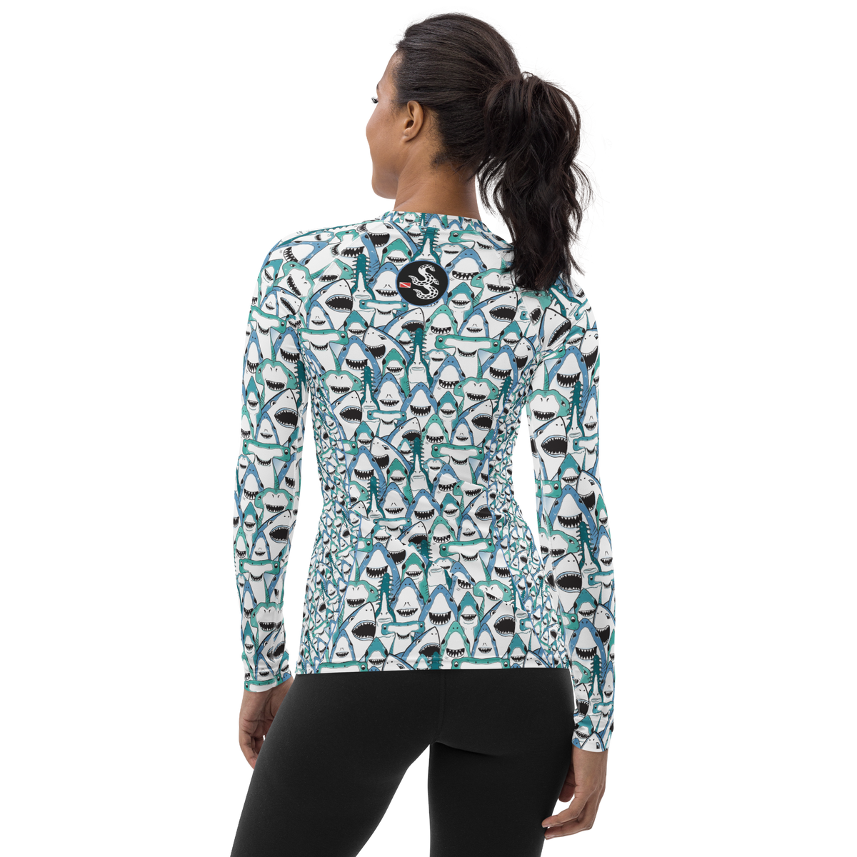 Happiest Sharks Women's Rash Guard | Scuba Sisters Warehouse