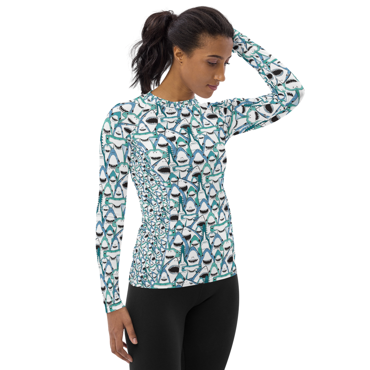 Happiest Sharks Women's Rash Guard | Scuba Sisters Warehouse