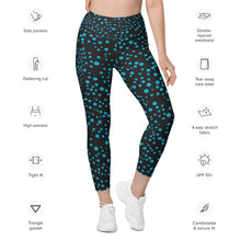 Load image into Gallery viewer, Beautiful Bioluminescence Pocket Leggings front and back view, eco-friendly, UPF 50+