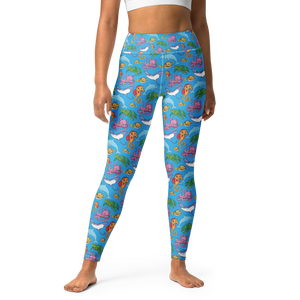 Woman wearing Happiest Ocean High Waist Leggings for scuba diving, snorkeling, SUP, and other water sports