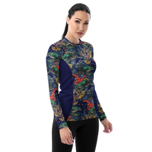 Load image into Gallery viewer, Turtle Reef Twilight scuba rash guard for snorkeling, swimming, and paddleboarding