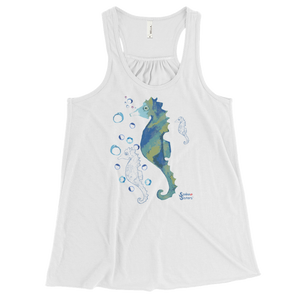 Bubbly Seahorse Tank - Flowy Racerback - Scuba Sisters Diving Apparel