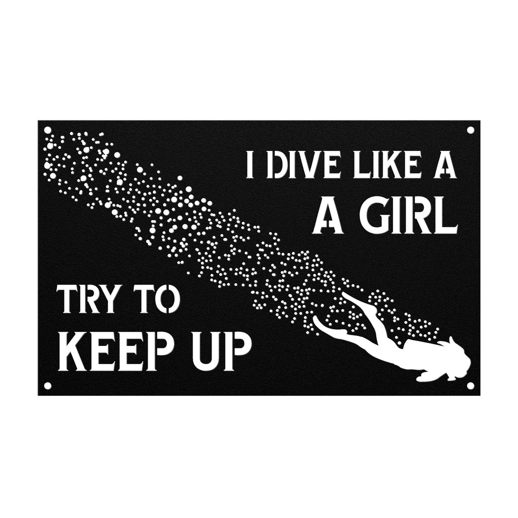 Dive Like A Girl Bubble Dive Flag - Metal Sign