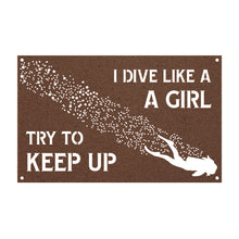 Load image into Gallery viewer, Dive Like A Girl Bubble Dive Flag - Metal Sign