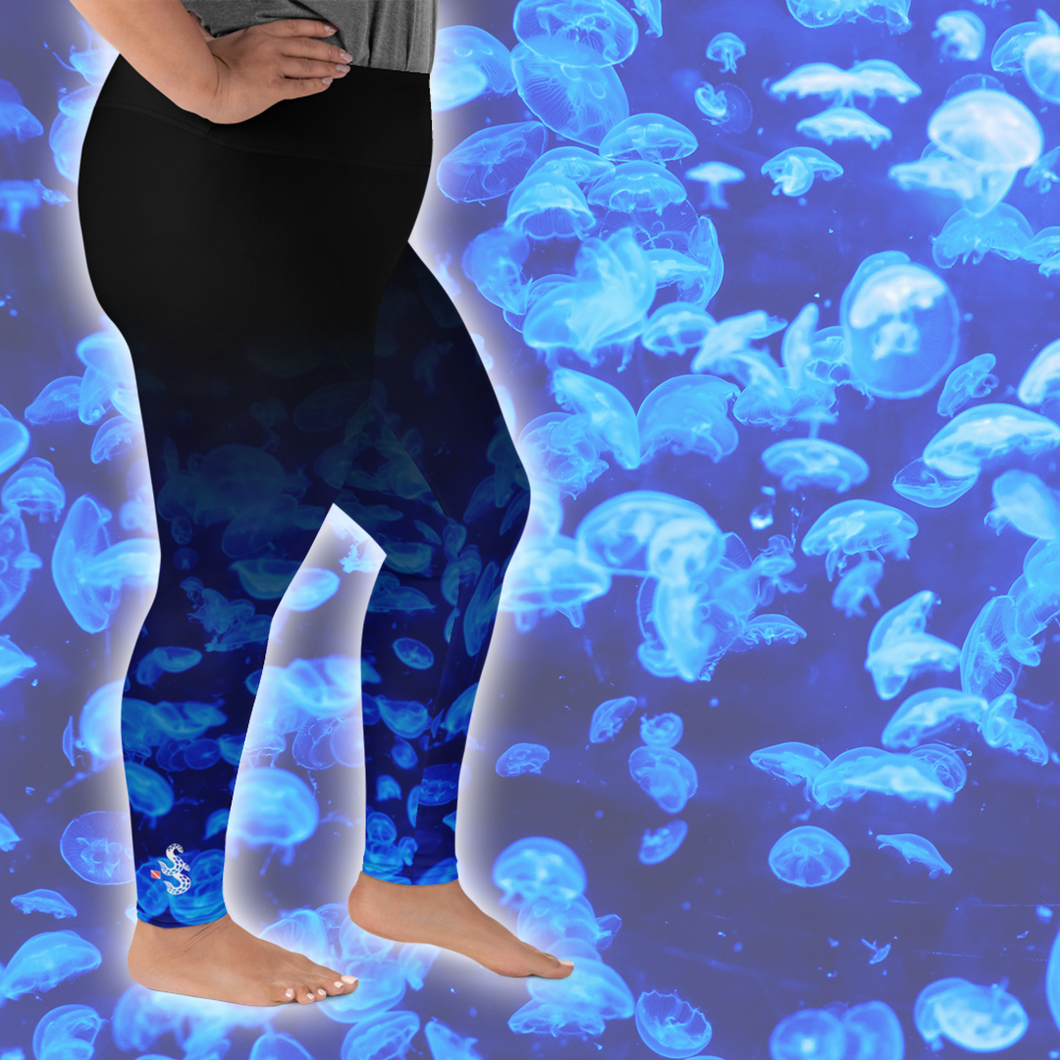 Jellyfish Bloom Plus Size Leggings - Scuba Sisters Diving Apparel