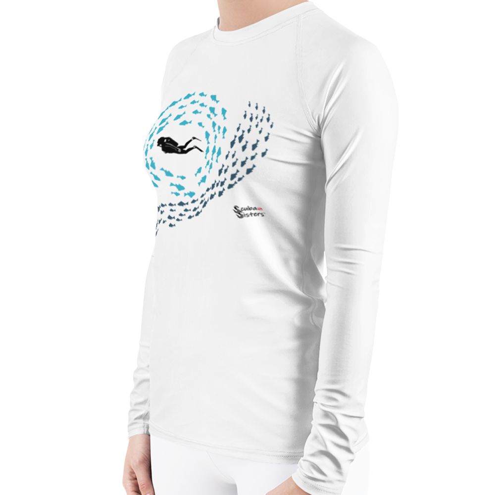 Swirly Fish Women's Rash Guard | Scuba Sisters