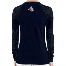 Load image into Gallery viewer, Moonrise Puffer Women&#39;s Rash Guard - Scuba Sisters Diving Apparel