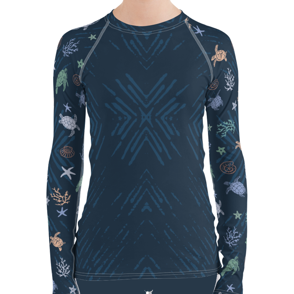 Turtle Rash Guard Ocean of Turtles Women's Rash Guard | Scuba Sisters