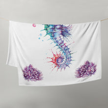Load image into Gallery viewer, Watercolor Seahorse Throw Blanket