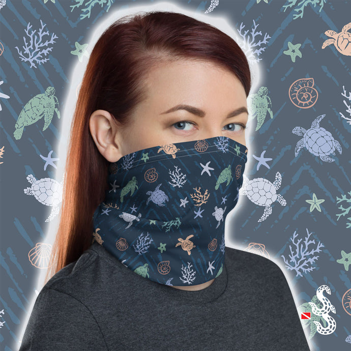Sea Turtle Face Cover and Neck Gaiter by Scuba Sisters