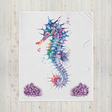 Load image into Gallery viewer, Seahorse Watercolor Throw Blanket by Scuba Sisters