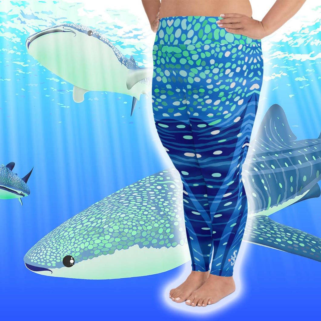 Whale Shark Plus Size Leggings - Pop Style - Scuba Sisters Diving Apparel