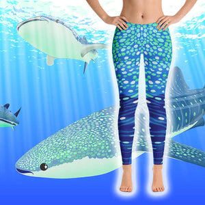 Whale Shark Leggings - Pop Style - Scuba Sisters Diving Apparel