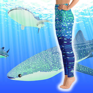 Whale Shark Leggings - Pop Style - High Waist - Scuba Sisters Diving Apparel