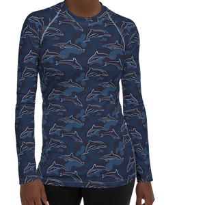 Womens Rash Guard with Dolphins by Scuba Sisters
