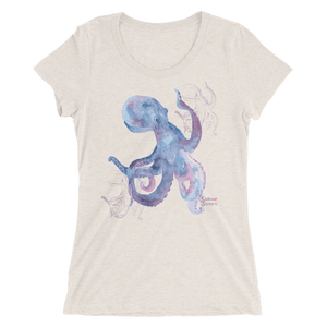Shadow Octopus Tee - Fitted Scoopneck - Scuba Sisters Diving Apparel