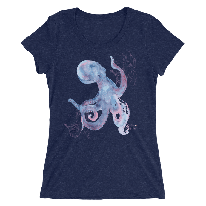 Shadow Octopus Tee - Fitted Scoopneck - Scuba Sisters Diving Apparel