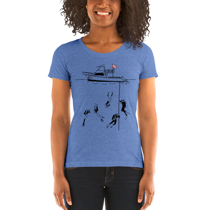 Diving With My Scuba Sisters Tee - Fitted Scoopneck - Scuba Sisters Diving Apparel